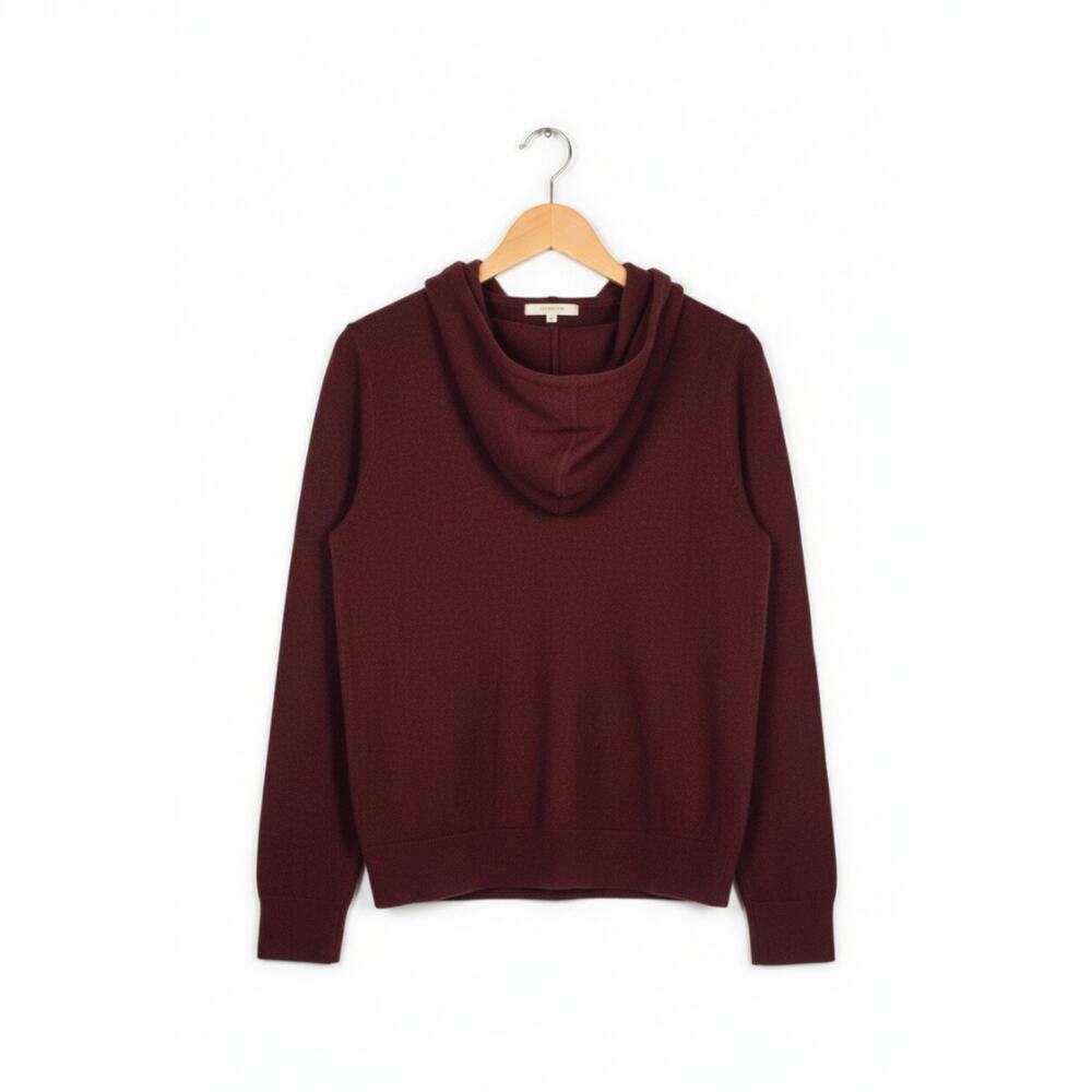 New with Tags!  Quince Unisex Mongolian Cashmere Hoody Burgundy Sz M #130 - Picture 6 of 8